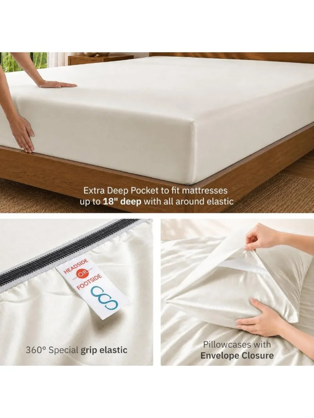 Luxurious 100% Viscose Bamboo King Size Sheets Set - Soft True Ivory Bedding